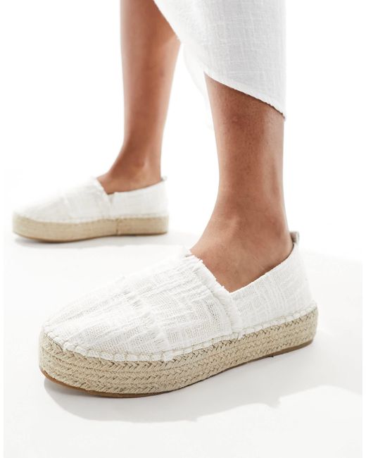 South Beach White Frayed Espadrilles