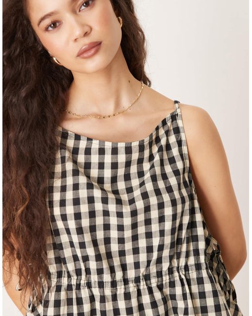 Vrg Grl White Indi Gingham Check Smock Blouse Co-ord
