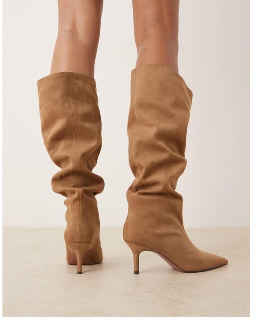 ASOS Black – cydney – lässige, kniehohe stiefel zum reinschlüpfen aus wildlederimitat