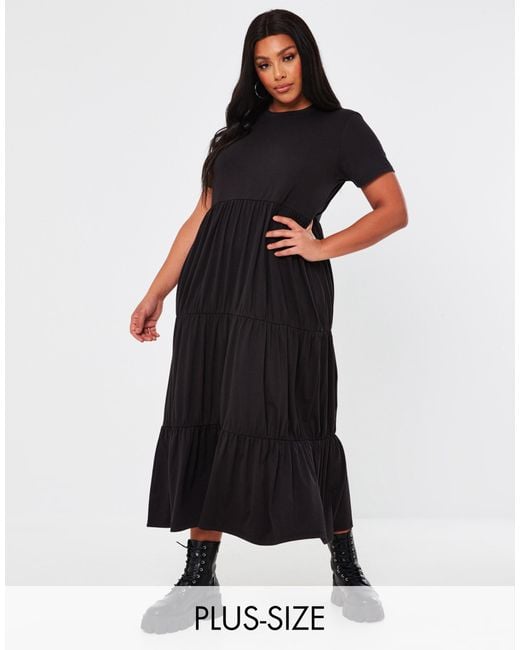Missguided Jersey Tiered Maxi Dress in Black - Lyst