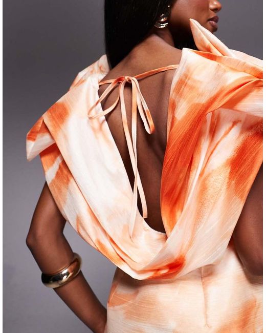 ASOS Orange Structured Plunge Mini Dress