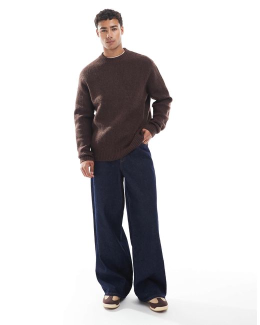 Jack & Jones Red Oversize Thick Ribbed Jumper for men