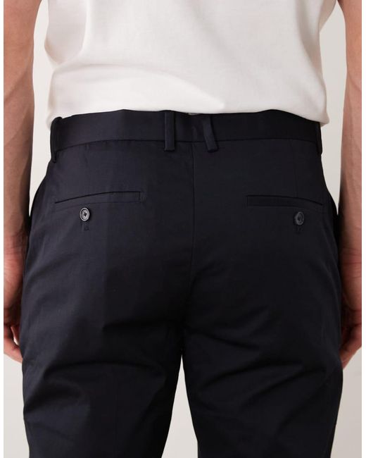 Mango Blue Regular Fit Pleat Front Trousers for men