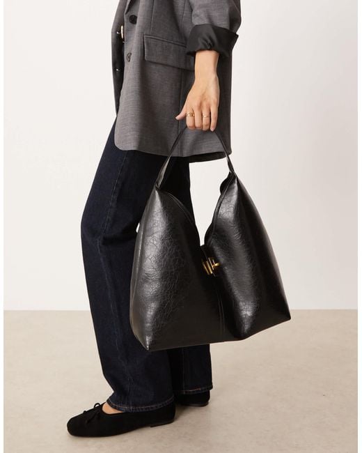 ASOS Black Tote Bag With Lock Detail
