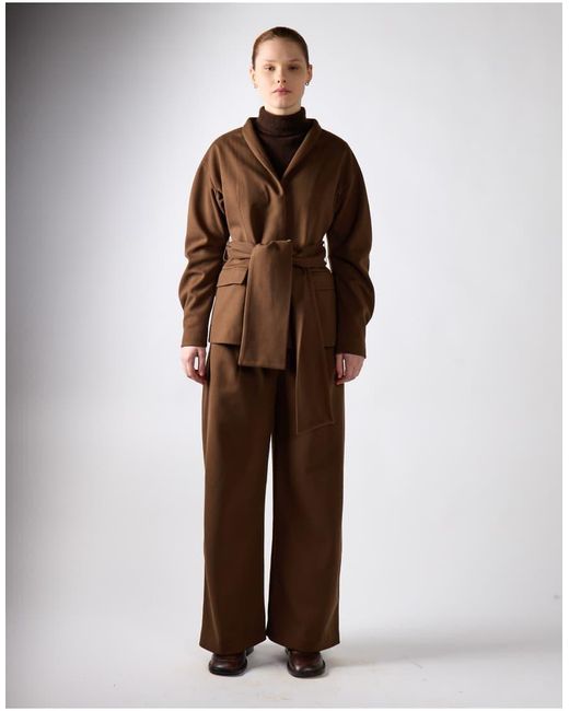 NARRATED Brown Belted Wrap Jacket
