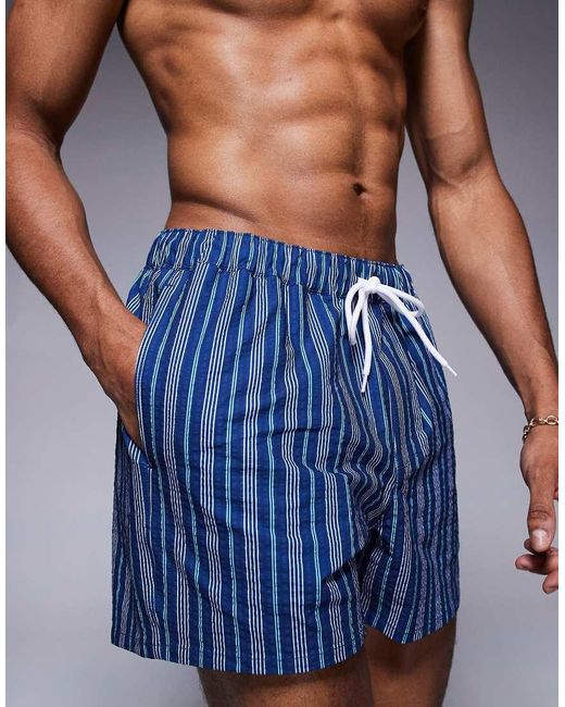 ASOS Korte Zwemshort Met Strepen in het Blue voor heren