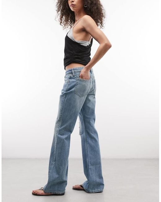 Weekday Blue Nova Low Waist Slim Flare Jeans