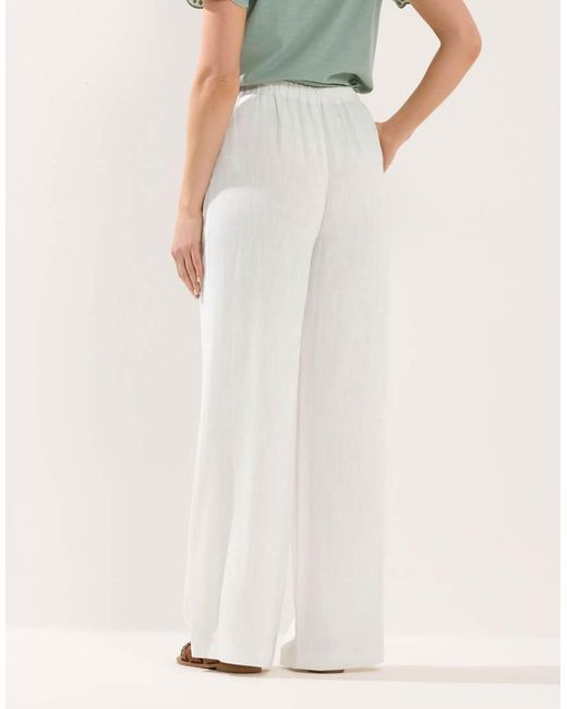 Long Tall Sally White Wide Leg Linen Trousers