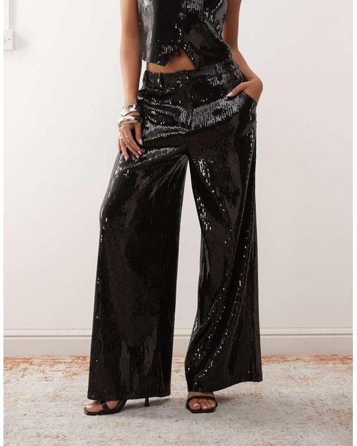 Reclaimed Vintage Wide Leg Tailored Sequin Trouser Co-Ord