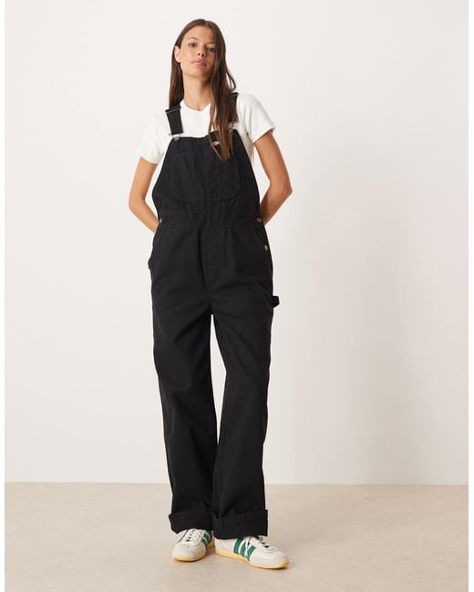Dickies Black Canvas Wide Leg Dungarees