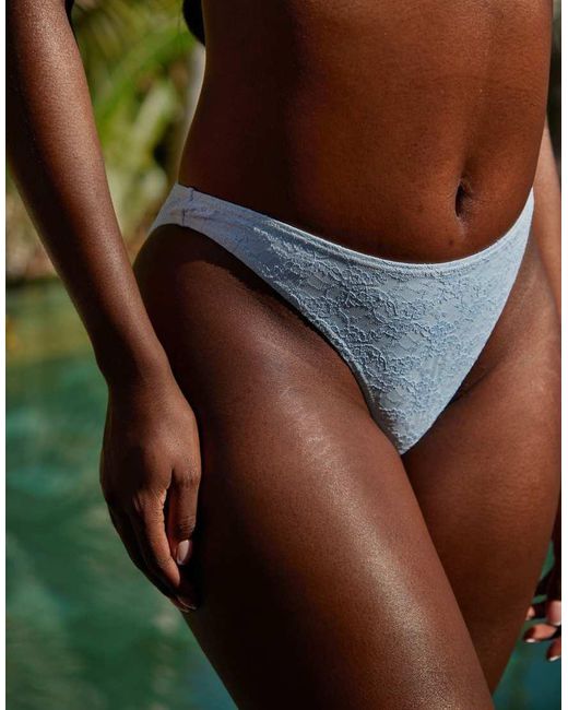 South Beach Green High Leg Bikini Bottom With Flower Detail