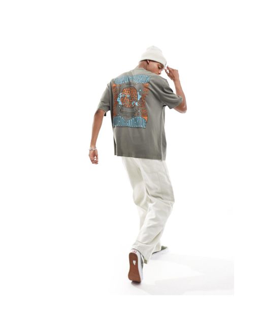 Camiseta lavado extragrande con estampado cósmico en la espalda ASOS de hombre de color Gray