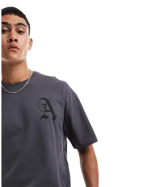 T-shirt oversize grigia con stampa "a" sul retro di ADPT in Gray da Uomo