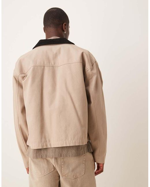ASOS Blue Harrington Jacket With Cord Collar for men