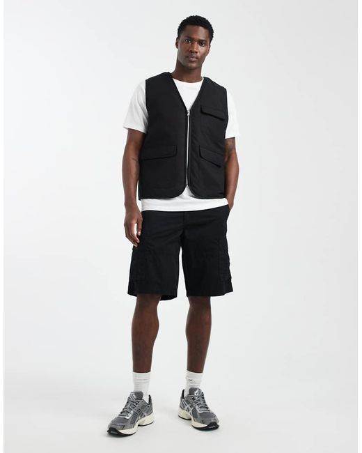 ASOS Blue Wadded Utility Vest With Quilting for men