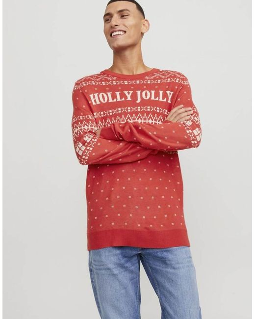 Jack & Jones Red Knitted Pullover for men