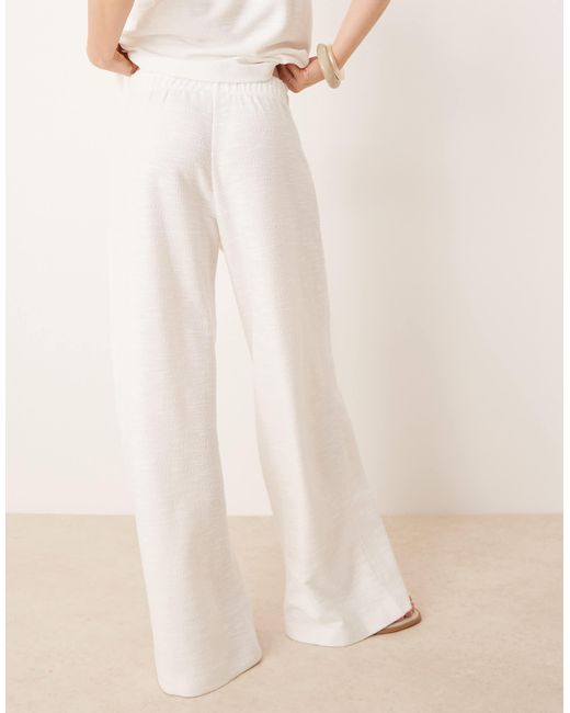 ASOS Natural Pleat Front Wide Leg Trouser