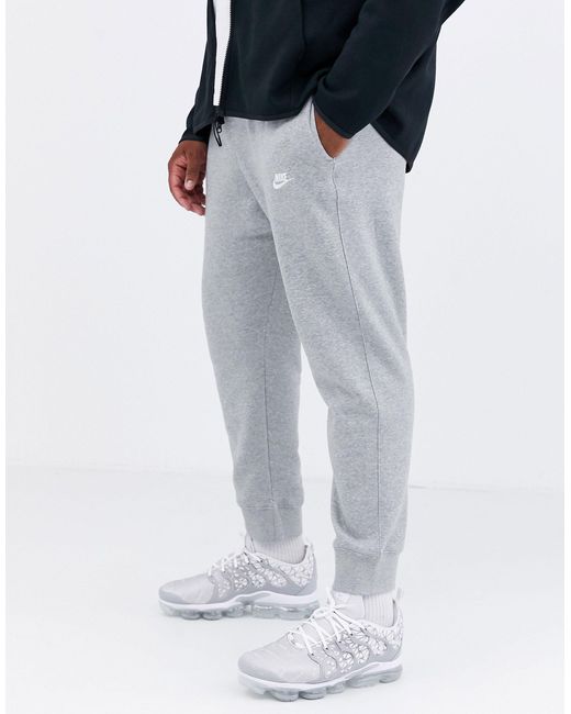 nike cuffed club joggers in grey