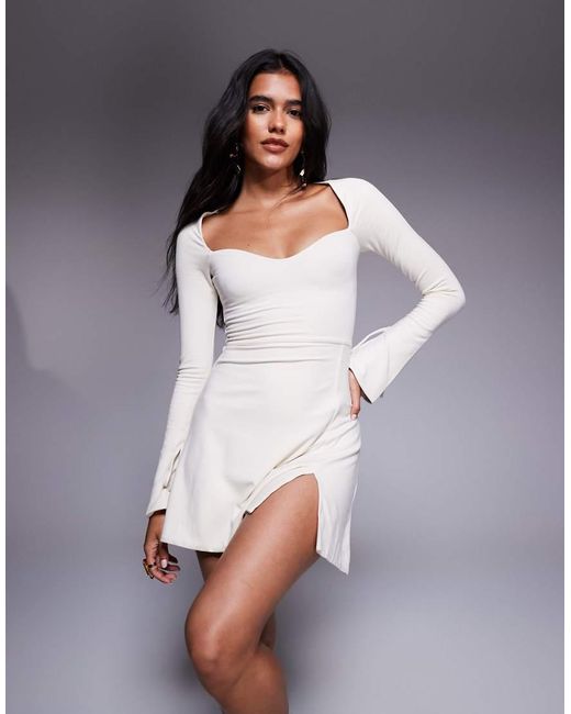 Oh Polly Purple Amryn Fluted Sleeve Mini Dress