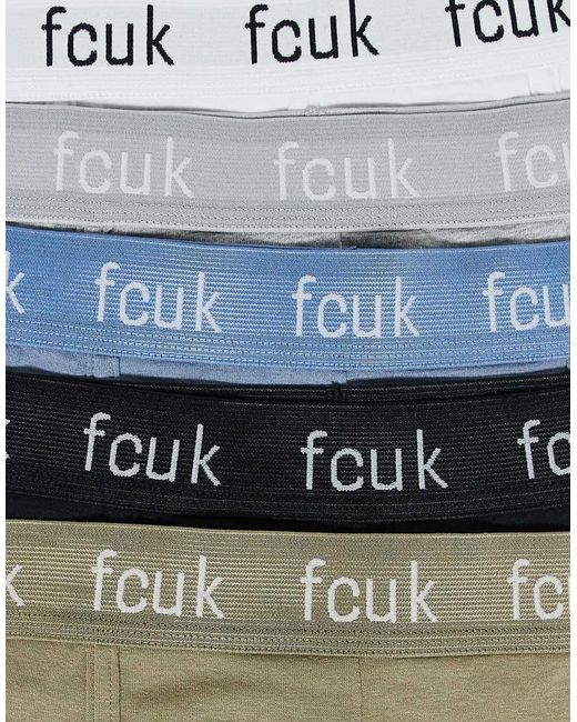French Connection White 5 Pack Fcuk Cotton Stretch Boxers for men