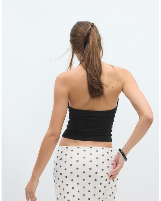 Stradivarius Black Basic Halter Top