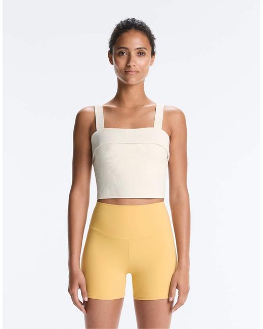 Oysho Natural Comfortlux Rib Turn-up Tank Top