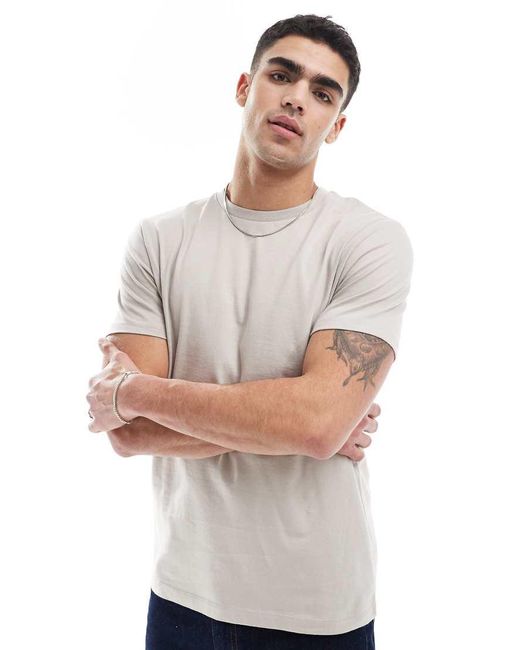 Camiseta Color Piedra Básica Con Cuello Redondo De -Neutro ASOS de hombre de color White