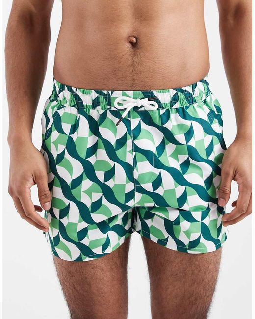 Aray White Geo Print Swimshort for men