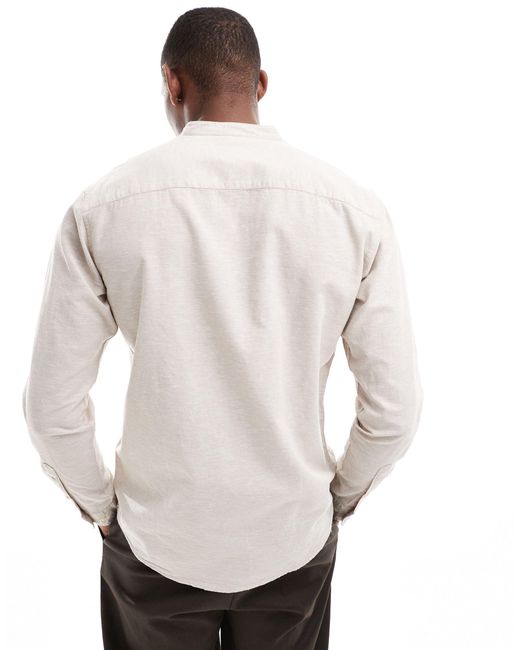 Chemise en lin à col officier - beige Jack & Jones pour homme en coloris White