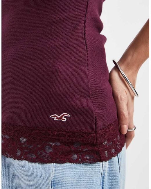 Hollister Purple Lace Trim Cami Top