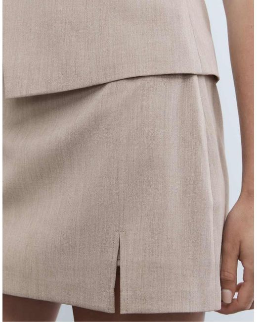 Gonna Pantalone Color Pietra Con Spacco Laterale di Stradivarius in White