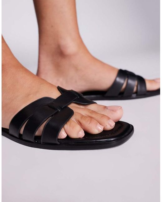 SIMMI Black Jorja Slip On Flat Sandals