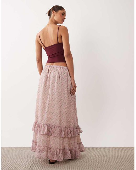 Miss Selfridge Pink Maxi Skirt With Frill