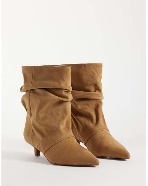 ASOS Natural Rosario Slouch Kitten Heel Boots