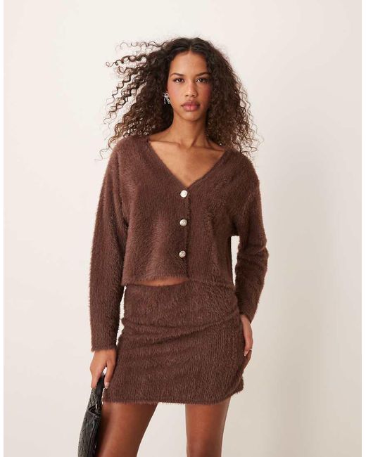 Miss Selfridge Brown V Neck Button Up Cardigan Co Ord
