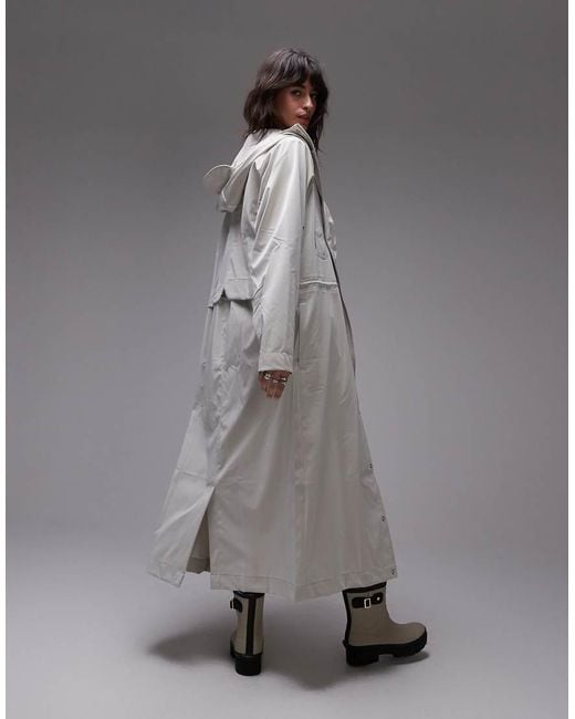 Rains White Bold Waterproof Longest Jacket