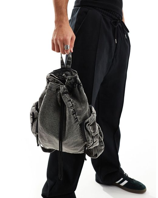 ASOS Black Washed Canvas Backpack for men