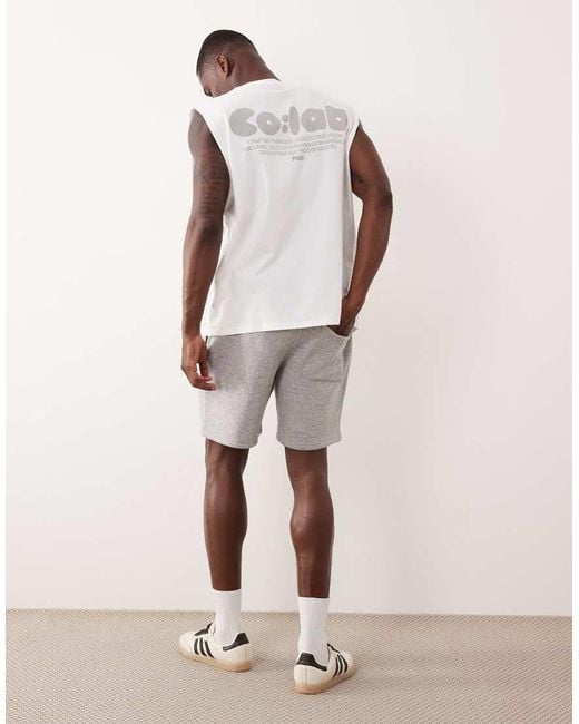 ASOS White Oversized Tank With Text Print for men