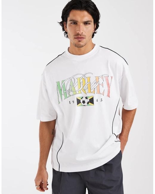 ASOS White Oversized Tee With Bob Marley Print