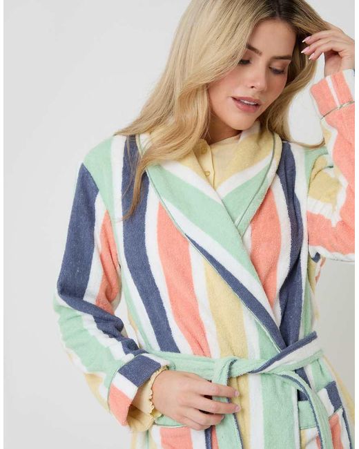 Threadbare White Towelling Midi Dressing Gown