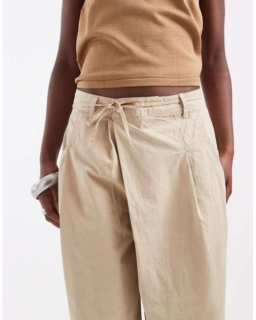 ASOS Natural Wrap Waist Wide Leg Trouser