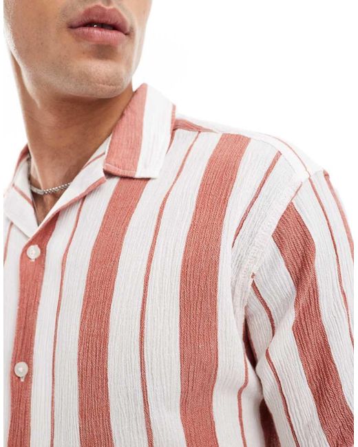 Jack & Jones Breed Gestreept Overhemd Met Reverskraag in het Orange voor heren