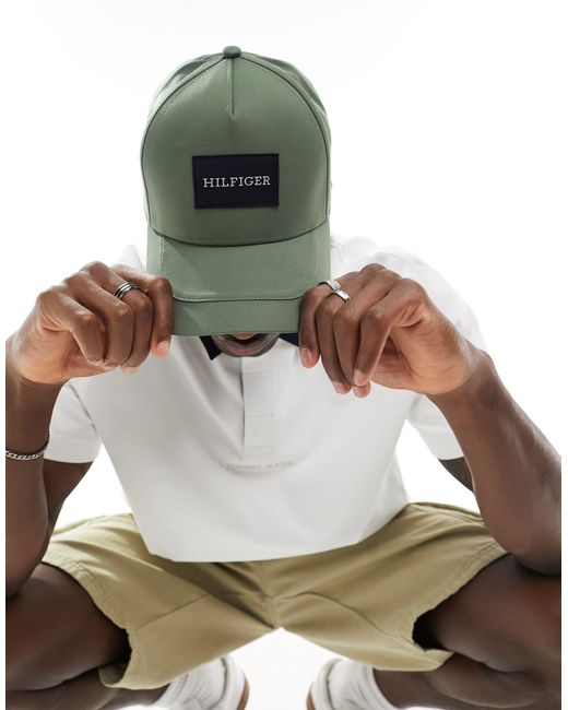 Tommy Hilfiger Green Monotype Seasonal 5 Panel Cap Hat for men