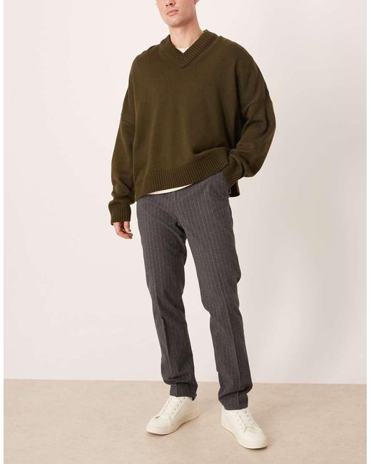 Mango Natural Tapered Pin Stripe Trouser for men