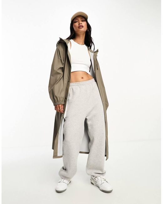 ASOS Natural Rubberised Rain Parka Coat