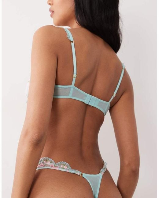 Wild Lovers Brown Mila Embroidered Bow Lace Lingerie Thong