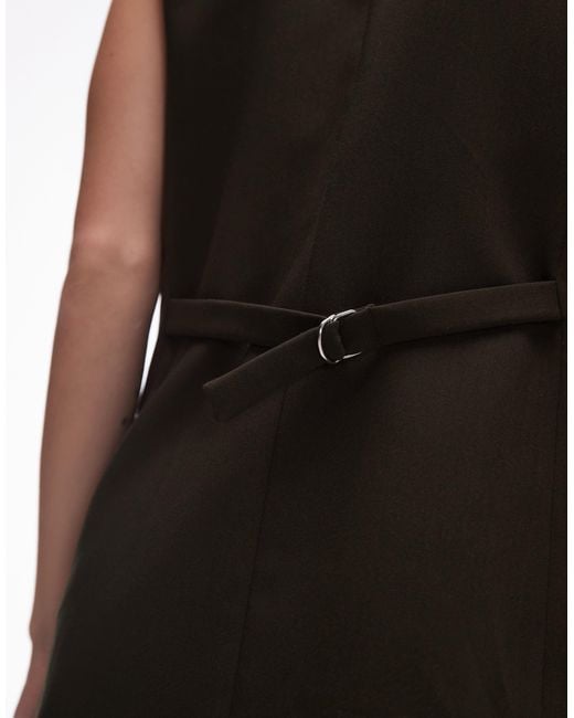 TOPSHOP Black Fitted Longline Vest