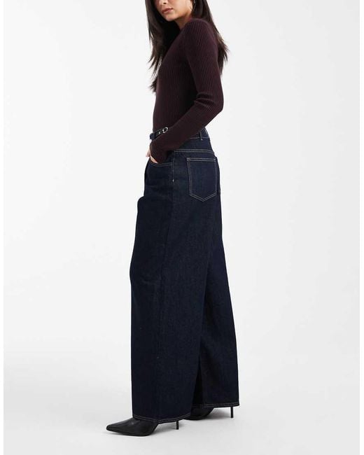 ASOS Blue Double Cinch Side Wide Leg Jean