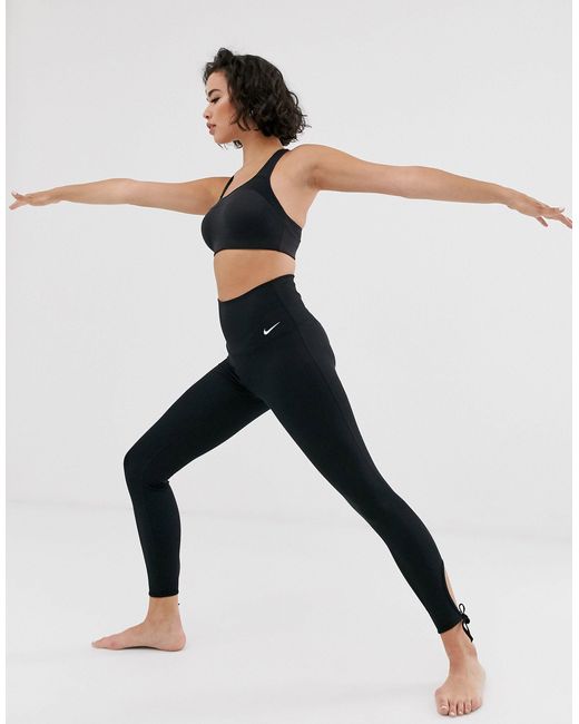 Nike Black Nike Yoga leggings With Tie Detail