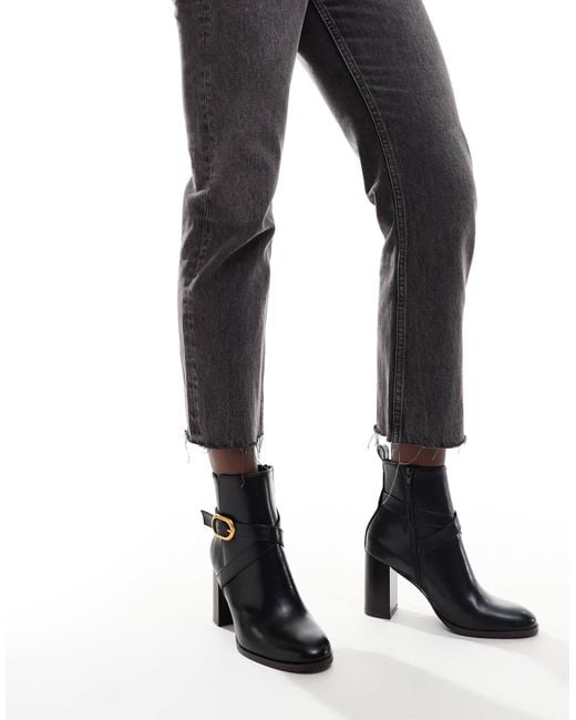 ASOS Black Regan Mid-heel Buckle Boots